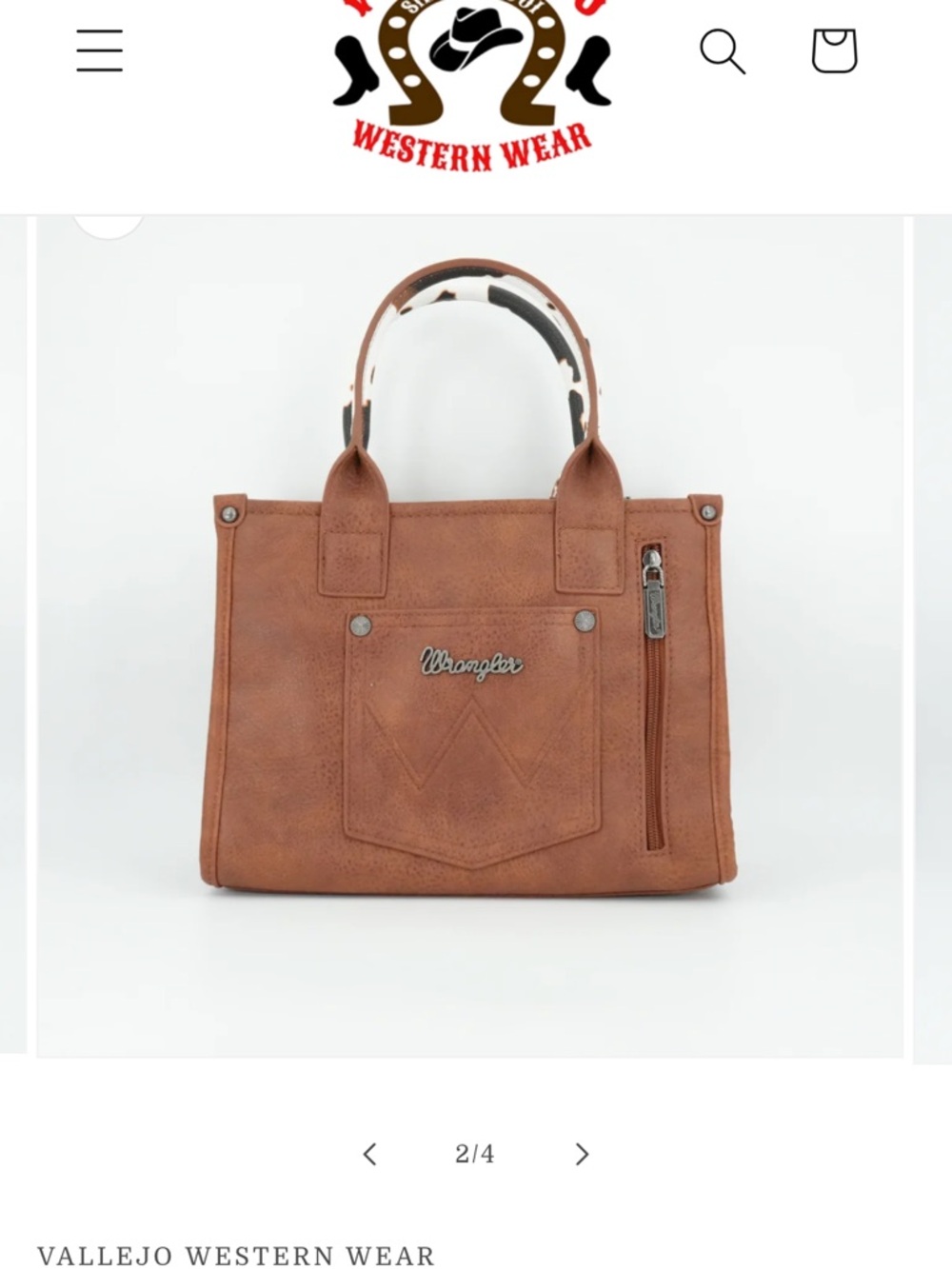 Wrangler Brown and White Cow-Print Tote - Picture 2 of 7